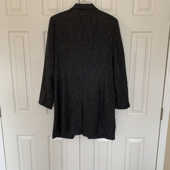 Lauren Ralph Lauren Womens 10 Single Breasted Long Jacket Black Gray Wool Tweed - Picture 5 of 15